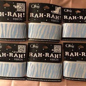 Rah-Rah Light Blue Glitter Zebra Stripe Ribbon - Kids Hair Accessories